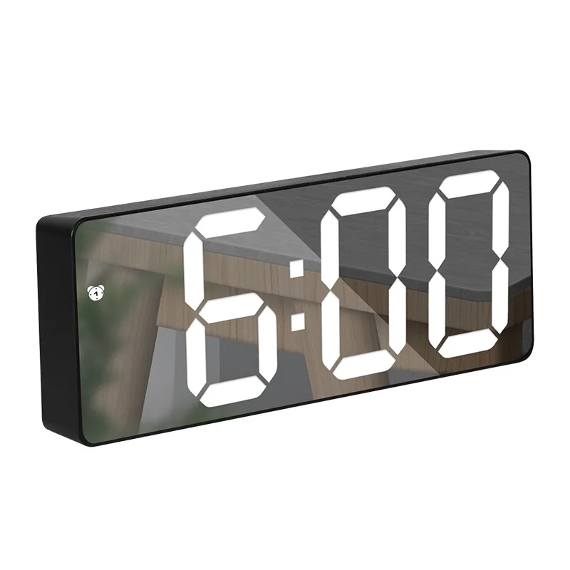 

Acrylic Mirror Smart Digital Alarm Clock Voice Control USB By Battery Table Clock Snooze Night Mode 12/24H Electronic LED Clocks