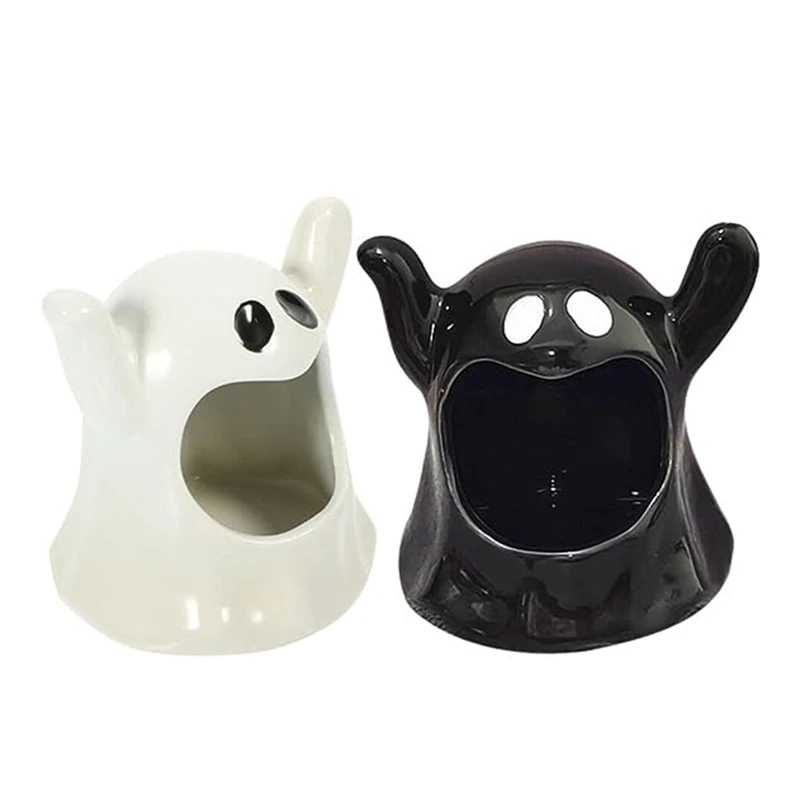 

2Pcs Ceramic Halloween Candle Holder Ceramic Home Table Desktop Candlestick Home Decor Scented Candles Stick Home Ornaments