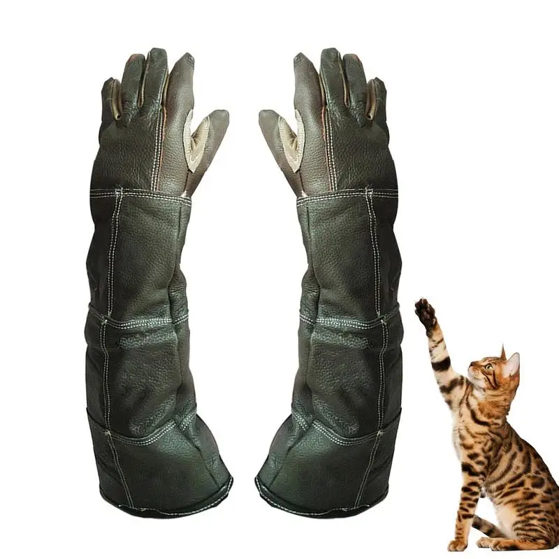 

Pet Gloves Handling Gloves Strengthened Leather Anti Bite Protective Gloves for Cat Dog and Gardening Work Gloves