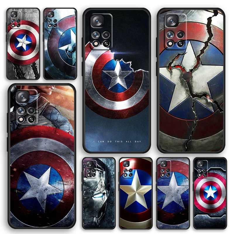 

Avengers superhero Marvel Black Phone Case For Xiaomi Redmi Note 12 11E 11S 11 11T 10 10S 9 9T 9S 8T 8 Pro Plus 5G Cover