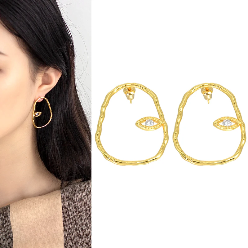 

2022 Stud Earring For Women Gold Color Party Luxury Brand Designer Charm Unique Pattern Fashion Christmas Gift Female Jewelry
