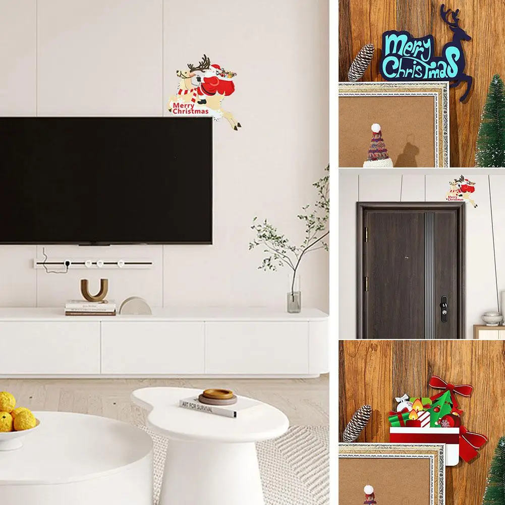 

Wooden Merry Christmas Door Frame Sign Lovely Xmas DIY Door Corner Decoration For Christmas Themed Party Decor Supplies R6T8