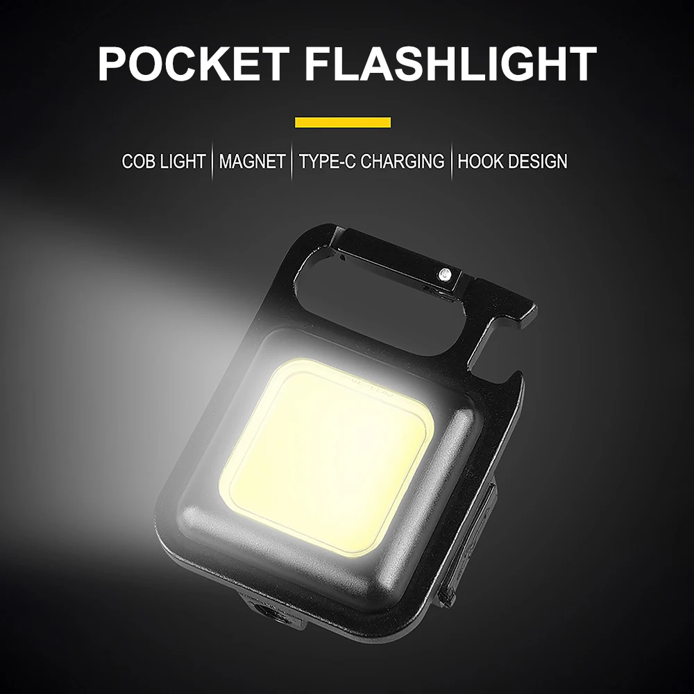 Xiaomi LED Flashlight Work Light Portable Pocket Flashlight Keychains USB Rechargeable for Outdoor Camping Small Light Corkscrew