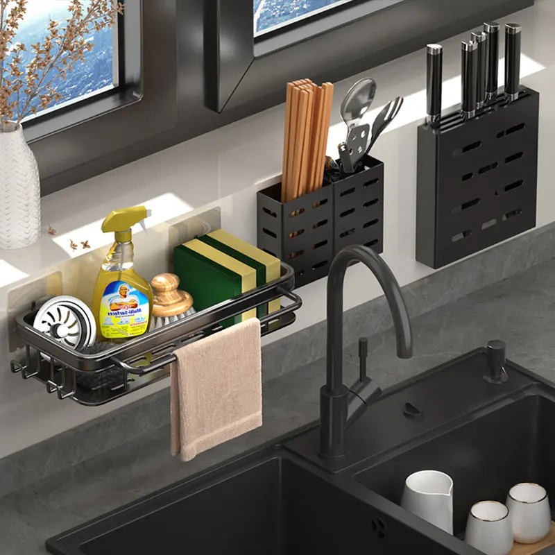 whyy kitchen sponge sink drain storage rack rag holder spice shelf basket for home kit gadgets organizer container accessories free global shipping