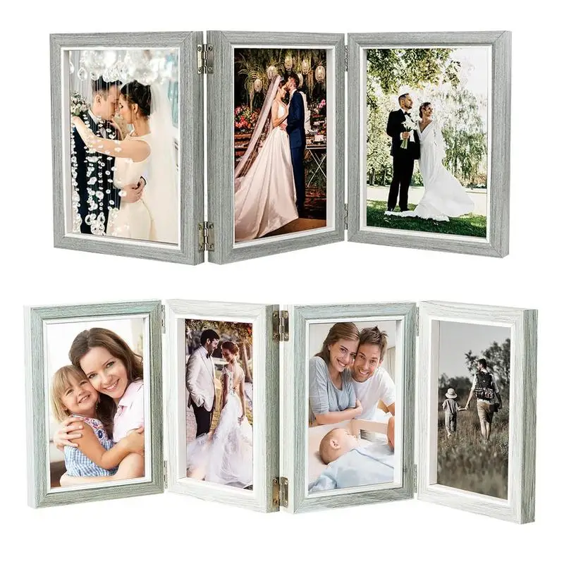 

Triple Picture Frame Collage Picture Frames 6 In 7 In High Definition Foldable Wood Picture Frame Rustic Desktop Frame Family