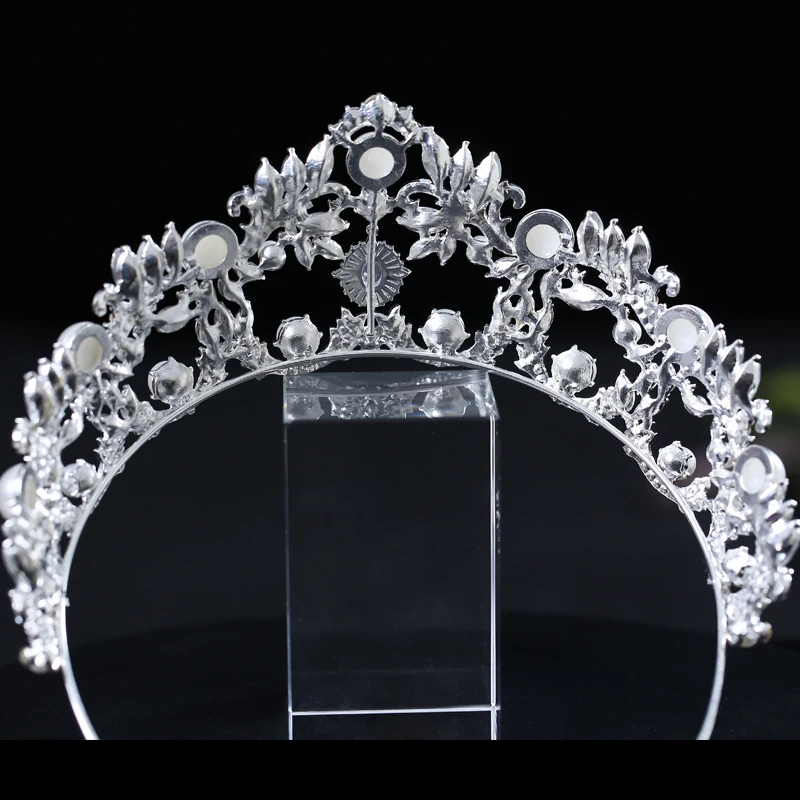 

Bridal crown headdress fairy beauty hair band Japanese and Korean rhinestone gemstone pearl crystal princess crown white gown ac