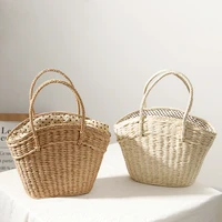 casual rattan basket bag wicker woven women handbags summer beach straw bag bali shoulder bags female small tote purses 2022