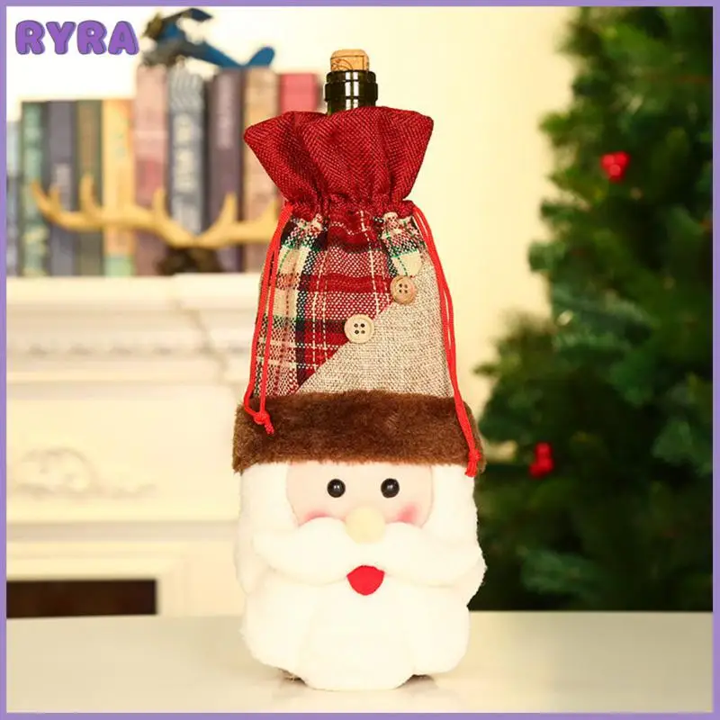 

Christmas Table Decoration Wine Bottle Cover Santa Claus Elk Snowman Champagne Bottle Cover Red Wine Decoration Xmas Party Decor