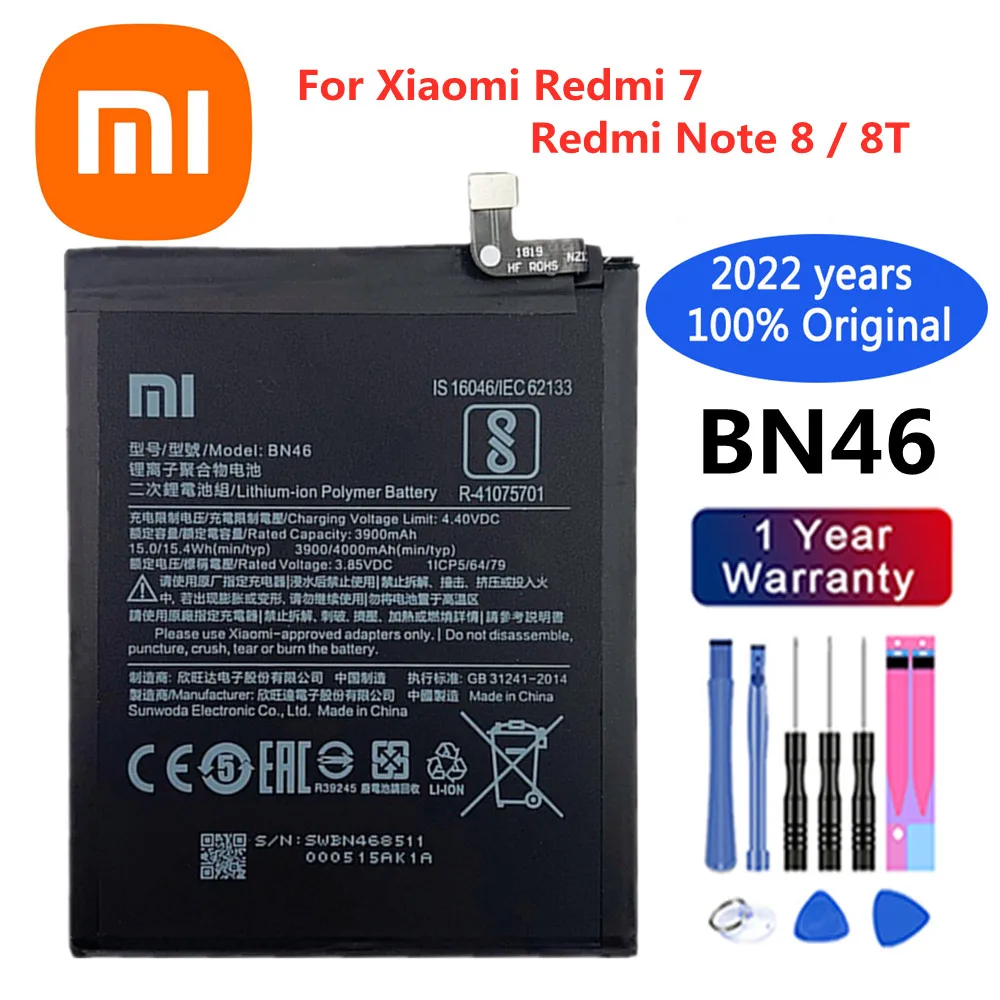 

2022 Years BN46 Original Battery For Xiaomi Redmi Note 8 8T Note8 Note8T Redmi 7 Redmi7 4000mAh Mobile Phone Battery + Tools