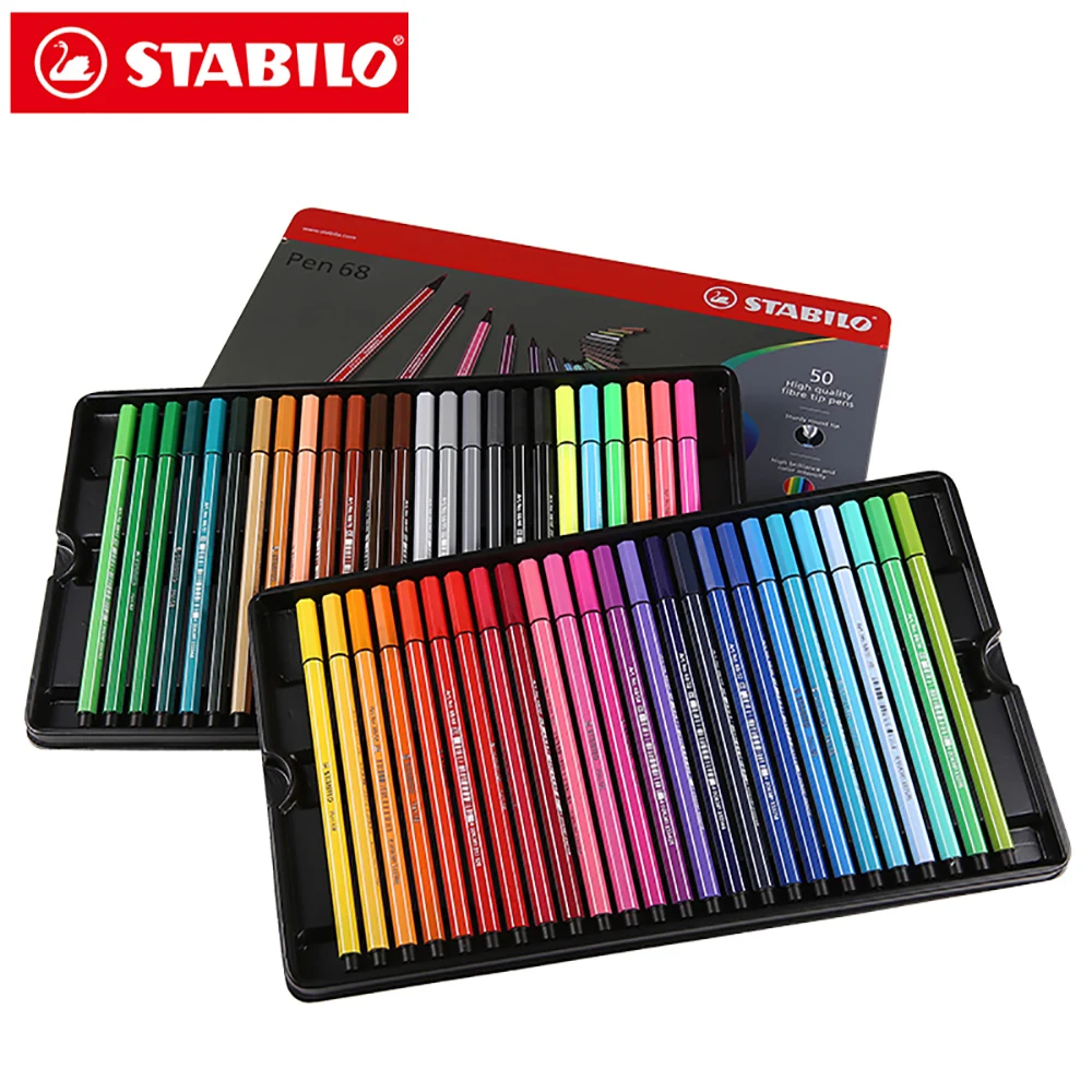 Germany Imported Stabilo Watercolor Pen High-end Iron Box Set Washable Professional Art Painting Pen 30/40/50 Color Set