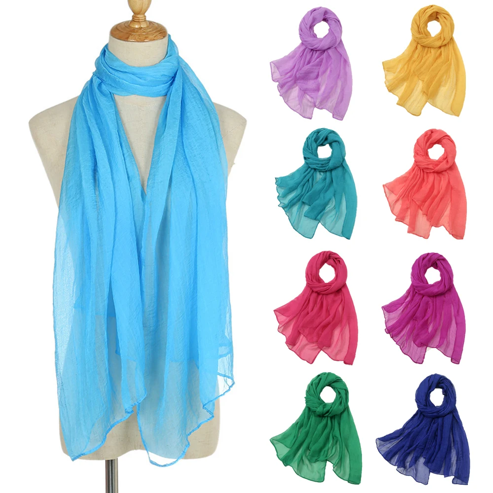 

Solid Chiffon Scarf Women Hijab Muslim Headband Wrap Shawls Soft Thin Plain Bubble Headkerchief Pashmina Scarfs Foulard Bandana