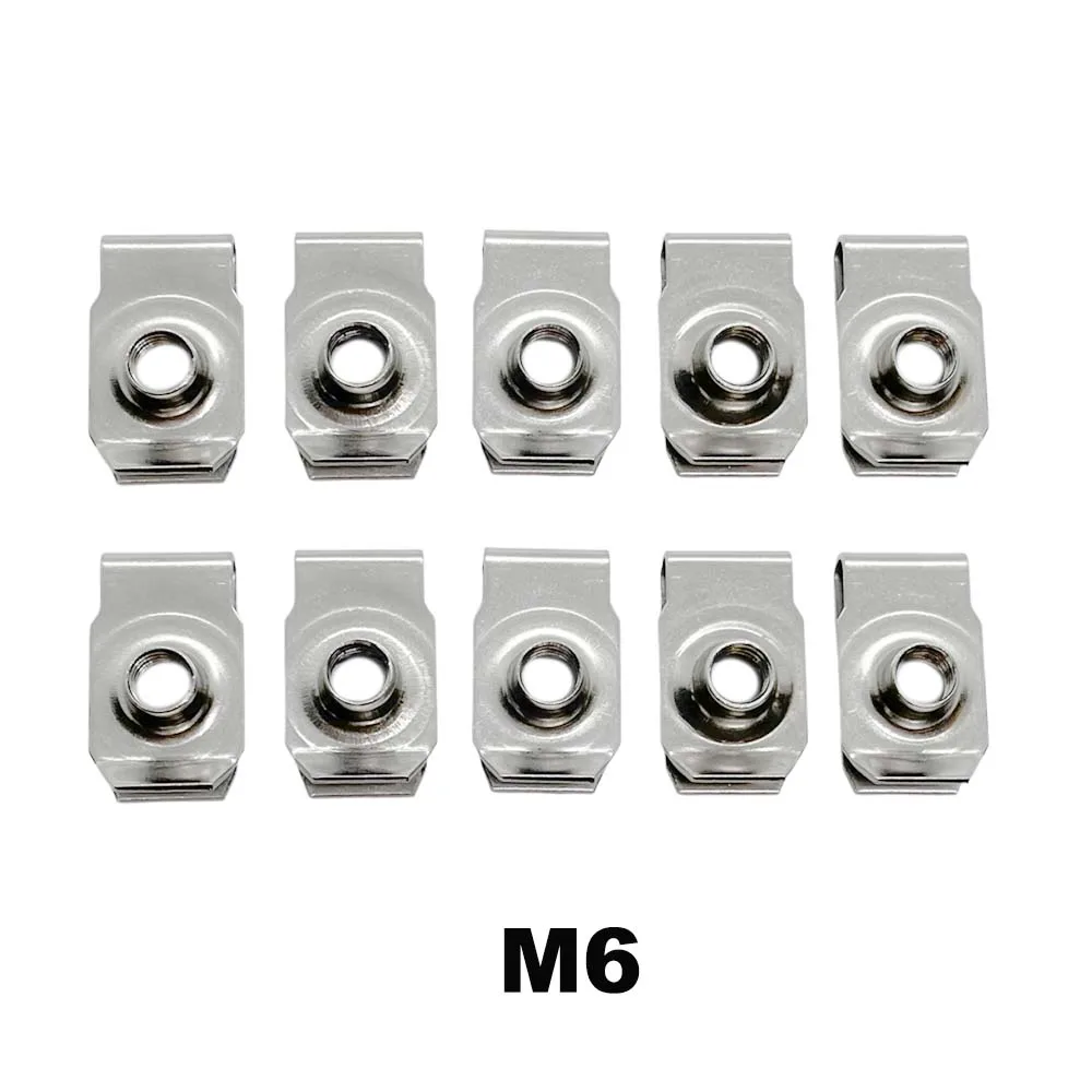 

10 шт., зажимы U-типа из нержавеющей стали 304 с резьбой M4 M5 M6 M8 M10, язычковая гайка, листовая пружина, гайки Q312 для автомобиля, мотоцикла