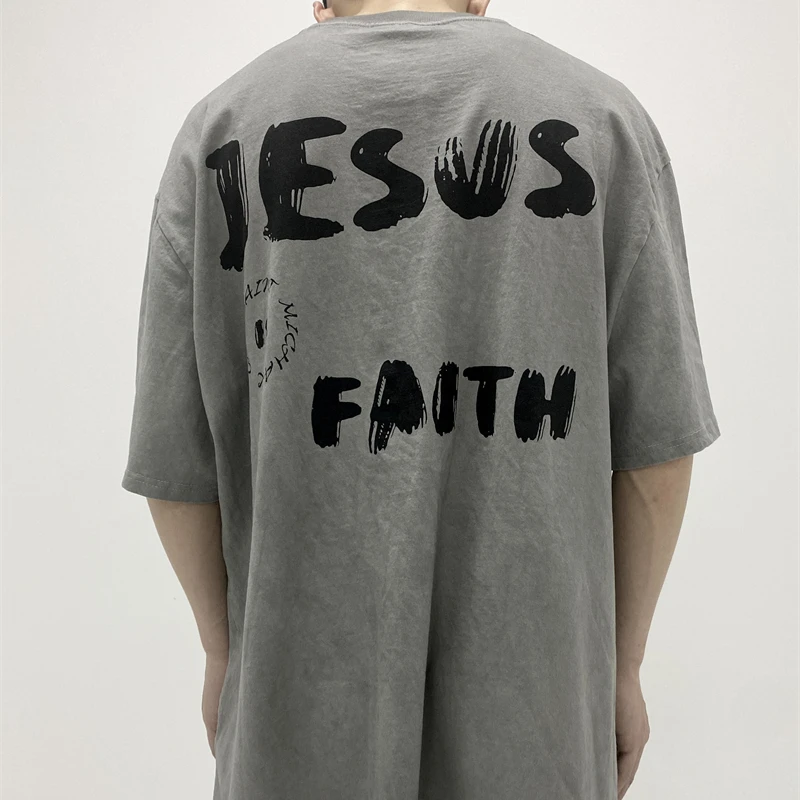 

Cross Jesus Faith T Shirt Men Women God Jesus Is King High Quality Vintage Nice Washed T-shirts Oversized Tops Tee
