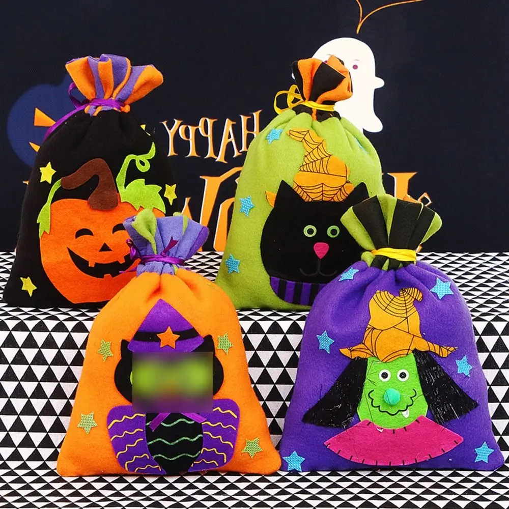 

Halloween Candy Drawstring Bag Treats Halloween Party Favors Trick Or Treat Skeleton Witch Pumpkin Candy Gifts Pouch