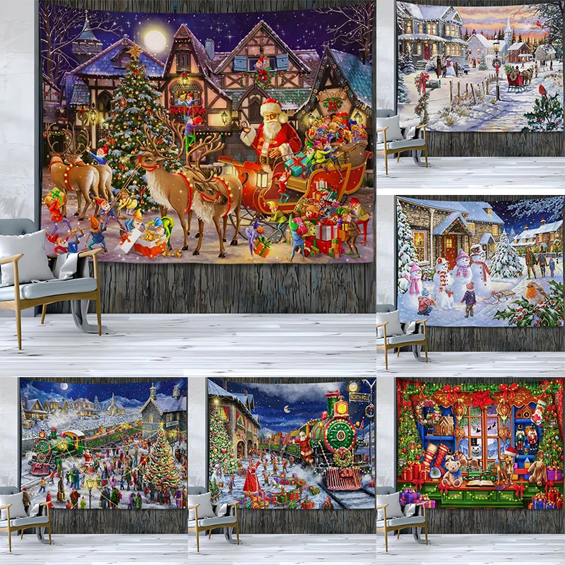 Рождественское и новогоднее украшение гобелен подарок Санта-Клаусу настенное