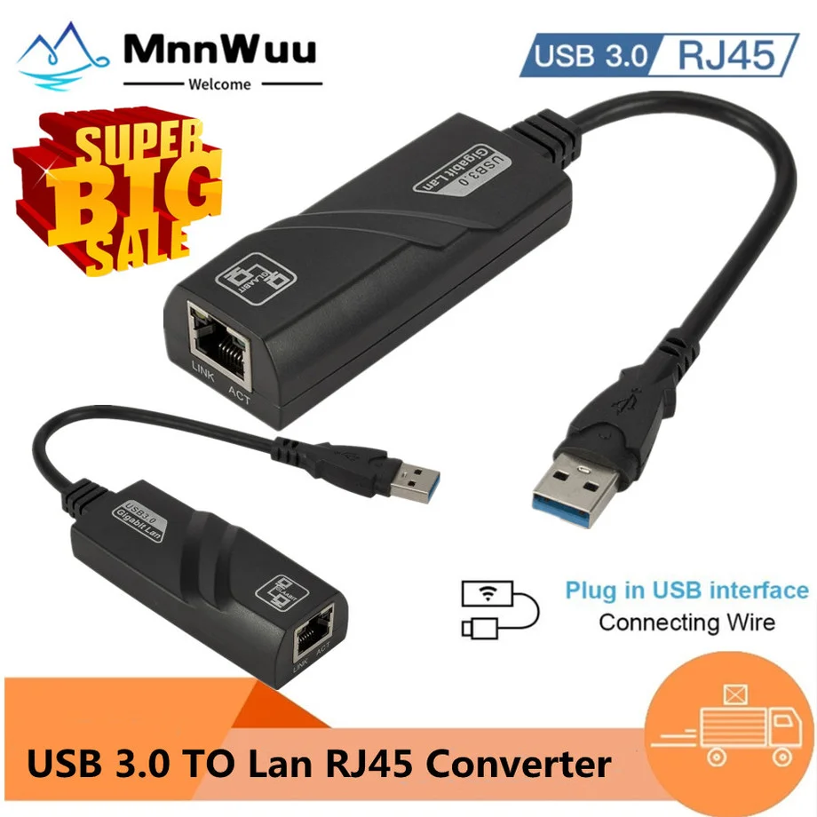 

Прямая поставка, адаптер USB 3,0 для локальной сети, USB к Сетевой карте RJ45 10/100/1000 Мбит/с для Windows 10, ПК, конвертер USB в локальную сеть
