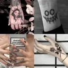 Временные татуировки для девочек, гримаса, роза, пламя, электрокардиограмма, улыбающееся лицо, письма, татуировки, Временные татуировки, милые Временные татуировки, 30 шт.