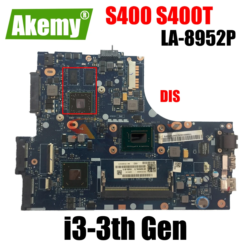 

For Lenovo Ideapad S400 S400T laptop motherboard Mainboard I3 2th Gen 3th Gen CPU HD7450M GPU LA-8952P motherboard