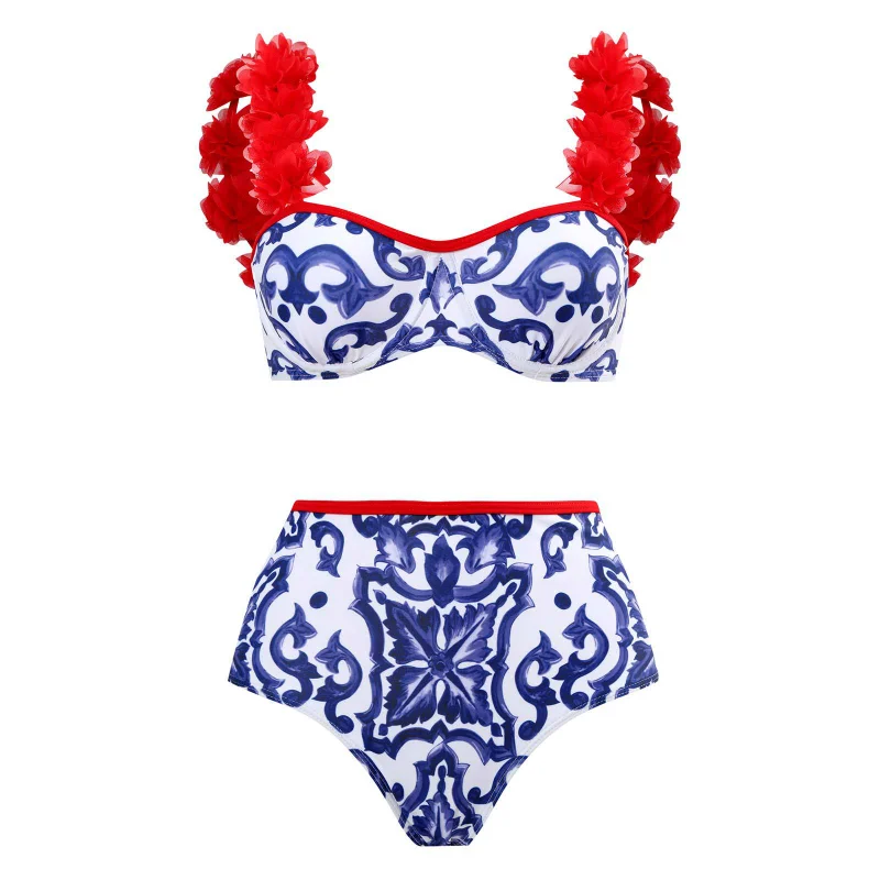 Fashion Two Pieces Swimsuit Bikini Cover Up with Skirt Women 2023 New Bowknot Swimwear Luxury Elegant Brazilian Bathing Suit