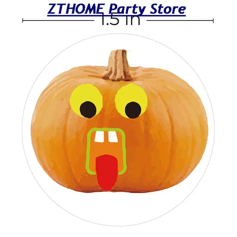 

500pcs Stickers Halloween Pumpkin Decoration Home Gift For Kids Trick or Treat Bags Sealing Label For Candy Bag Packaging Decor