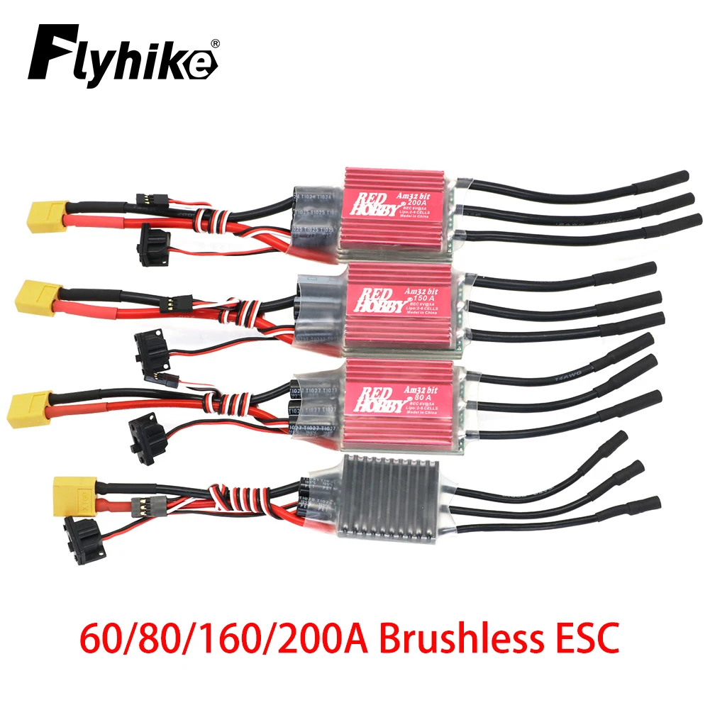 Фото RedHobby AM32 60/80/160/200A Бесщеточный ESC 2-6S BEC Программирование ESC для 1/10 1/8 радиоуправляемой машины и радиоуправляемой лодки №1