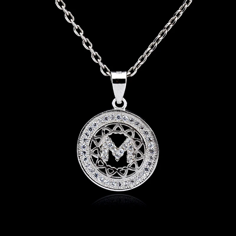 

Женское и мужское ожерелье из серебра 925 пробы с кулоном в виде буквы м