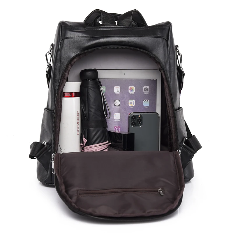 Ladies Large Capacity School Bag for Girls Fashion Anti-theft Women Backpacks Famous Brand High Quality Leather Female Backpack