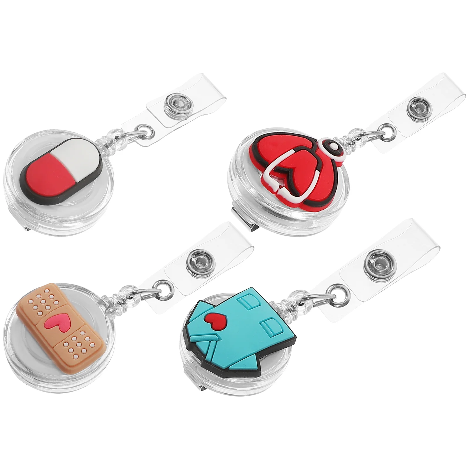 

4 Pcs Badge Expansion Buckle Multi-function Holder Coat Nurse Lanyard Portable Clip Staff Student