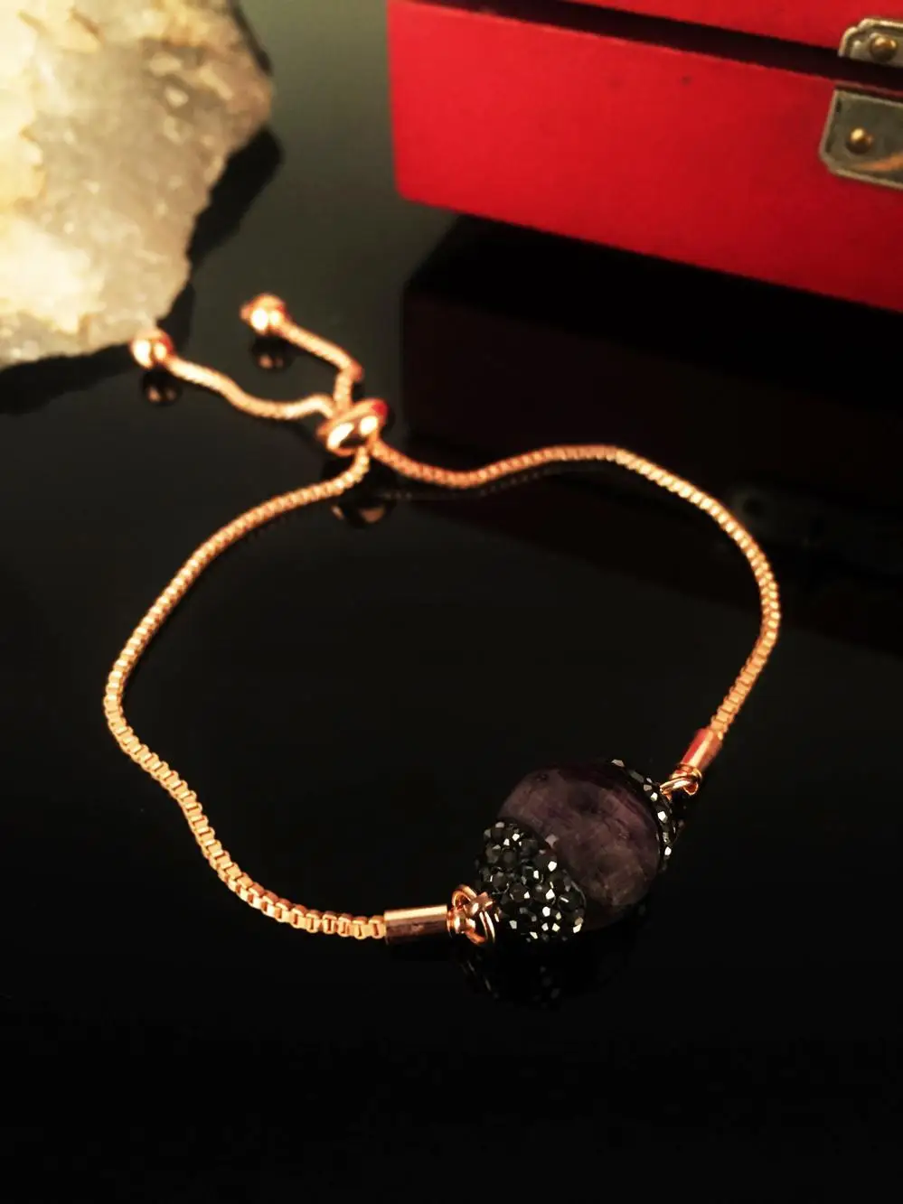 

Natural stone Women 'S Amethyst Stone Rose Gold Plated Bangle Krb115