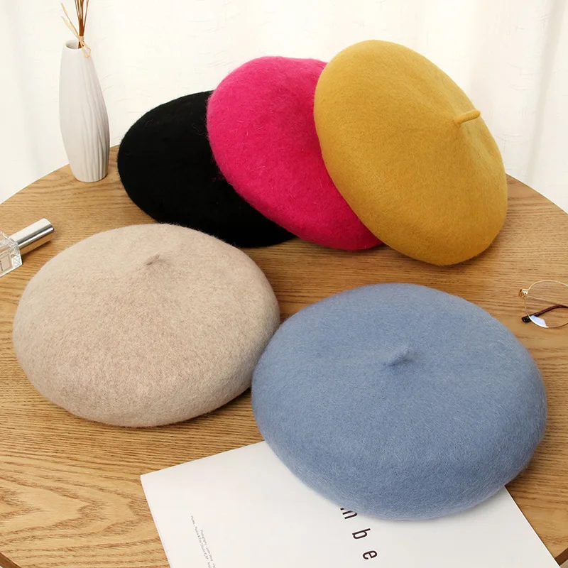 Модные женские повседневные круглые шерстяные береты Ins зимние шапки для