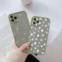 white flower bud phone case for iphone x xr xs max 7 8 plus se 2020 11 12 13 pro max green floral back shockproof cover fundas