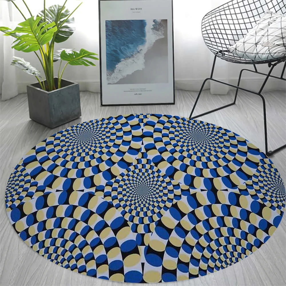 

CLOOCL 3D Vortex Visual Carpet Kaleidoscope Visual Impact Illusion Areas Rugs Carpets for Living Room Floor Mats Round Mats