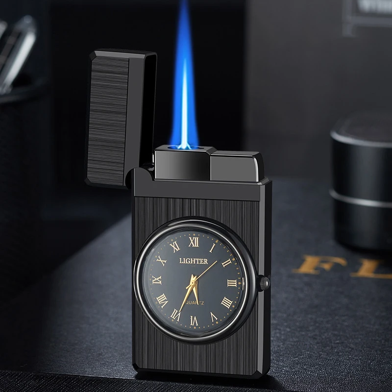 Часы Jet необычная фонарь вая Зажигалка Бутановая трубка металлическая турбина