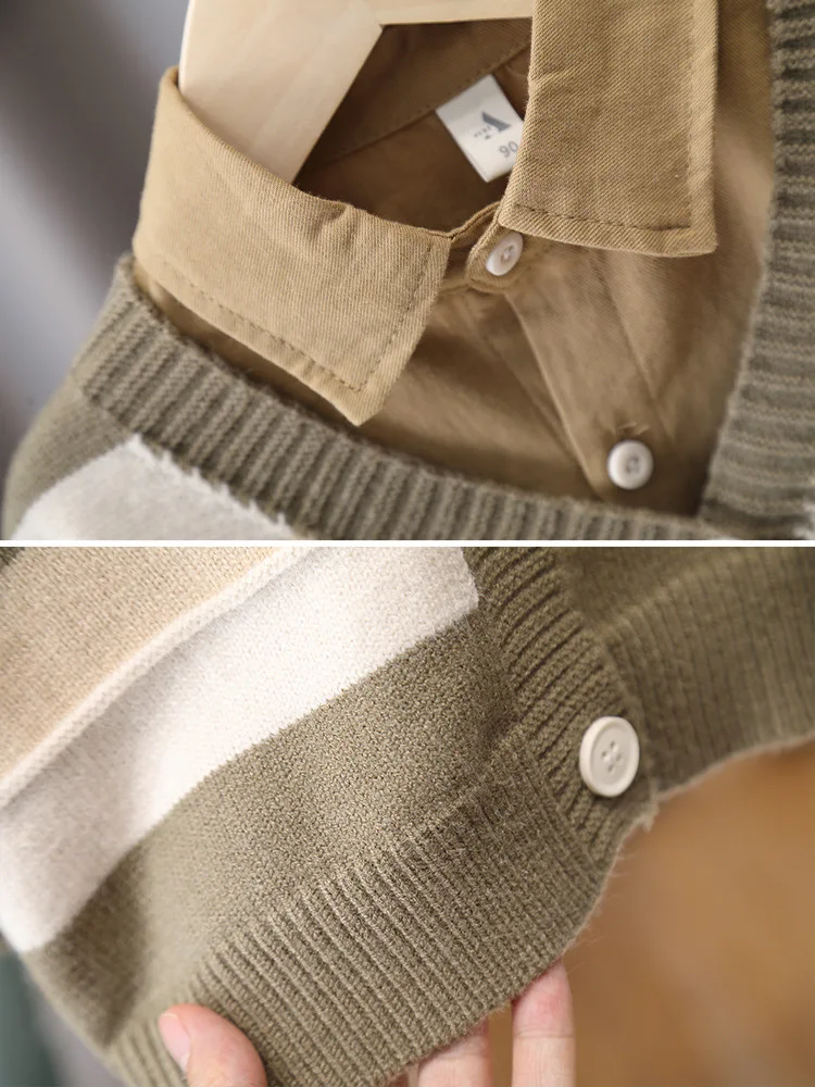 3 шт./комплект детский вязаный кардиган + рубашка брюки