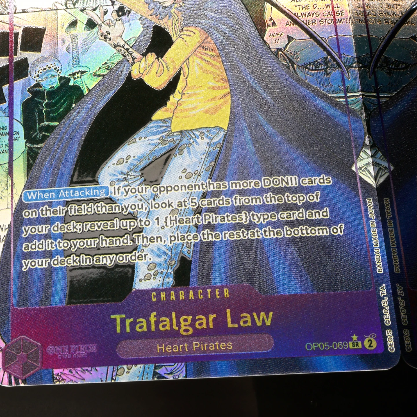 Фото Карта One Piece TCG OPCG на английском языке: Лоу (Law) из манги, OP05-069, Лоу 3, фиолетовая, текстурированная, фольгированная. №5