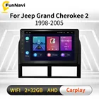 Автомагнитола 2 Din на Android для Jeep Grand Cherokee 2 WJ 1998-2005, автомобильный мультимедийный стерео проигрыватель с GPS-навигацией, головное устройство, радио, аудио