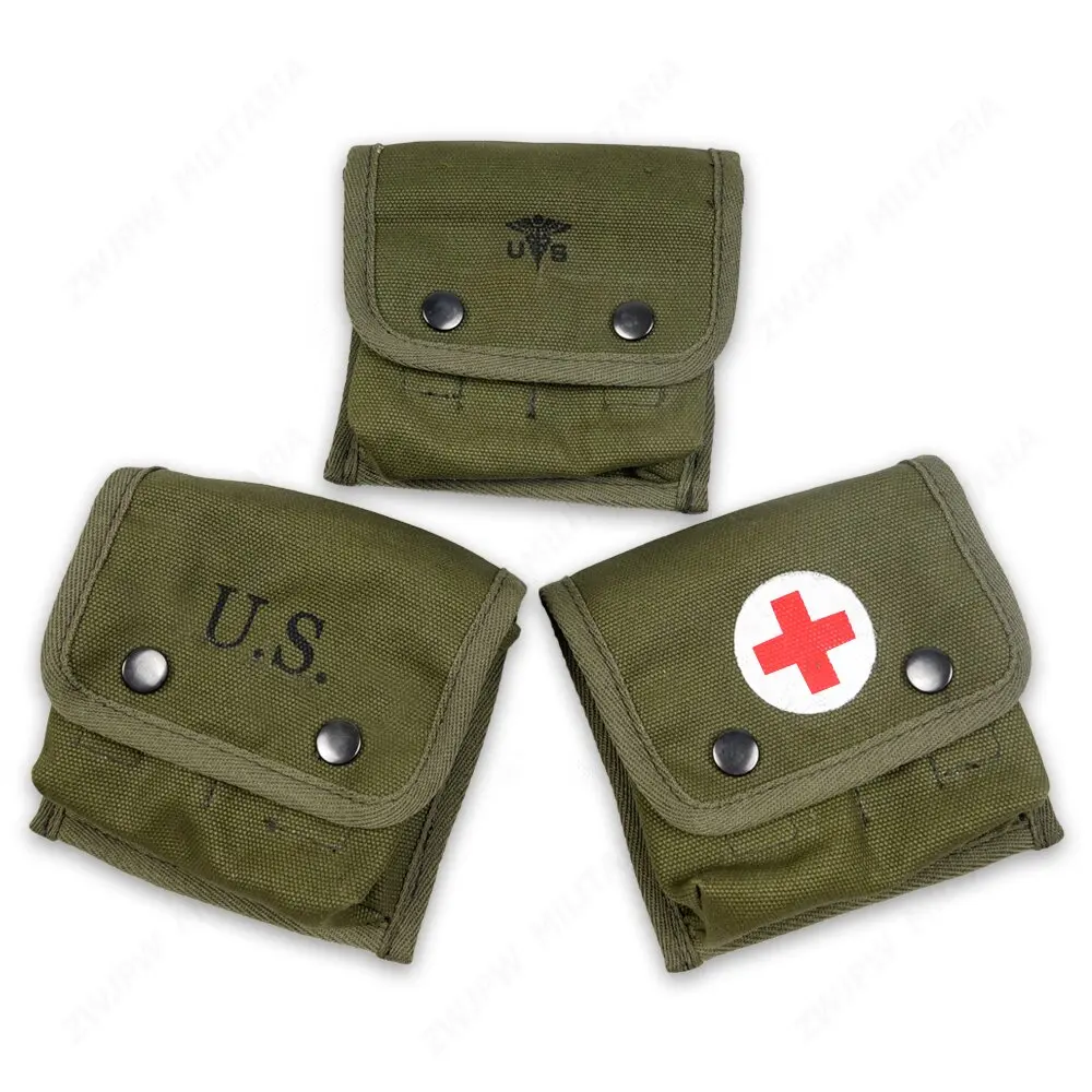 

WW2 US MILITARY ARMY M2 M1945 GUNGLE FIELD FIRST AID KIT POUCH BAG WITH CROSS & WITHOUT CROSS COLLECTION HIGH QUALITY