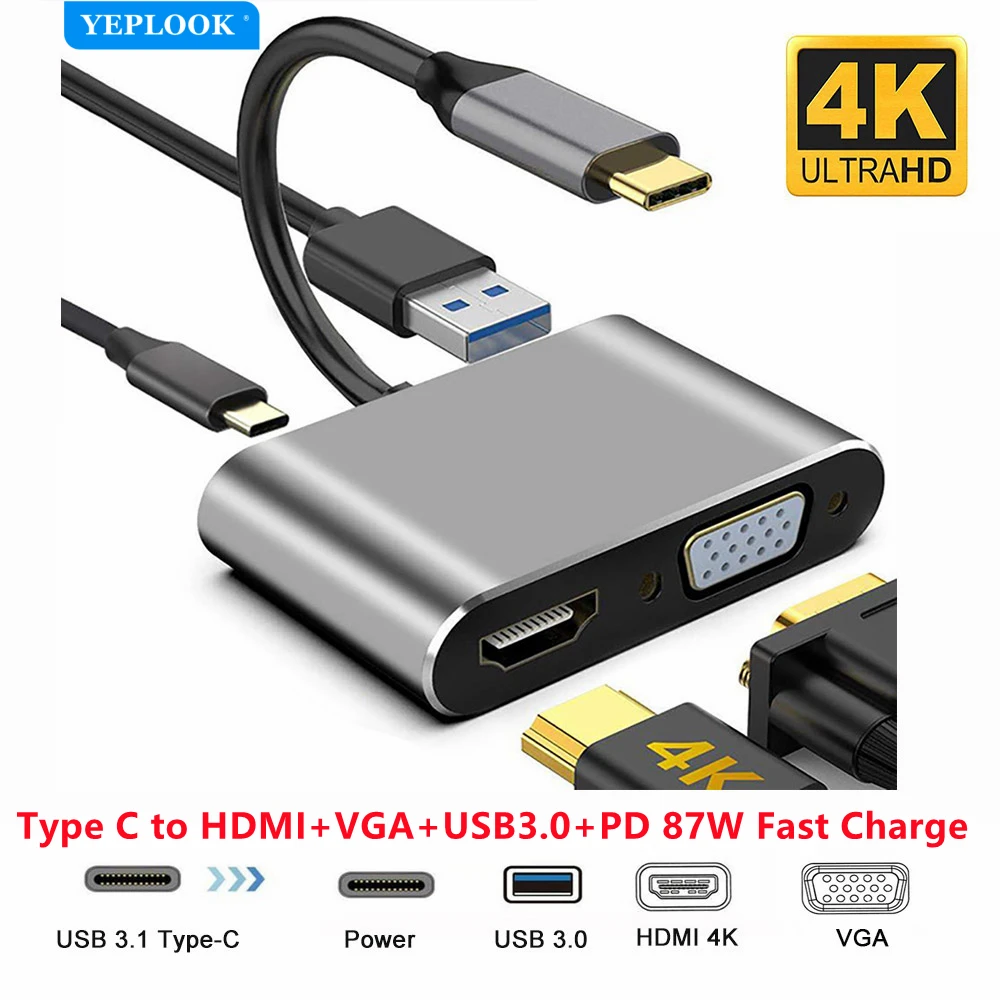 

Адаптер-концентратор для быстрой зарядки, USB 3,0, PD, 87 Вт