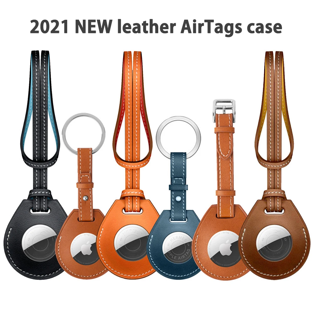 

Leather Protective Sleeve Case Cover For Apple Airtag Tracker Location Protector For Iphone Airtags Keychain Accessory