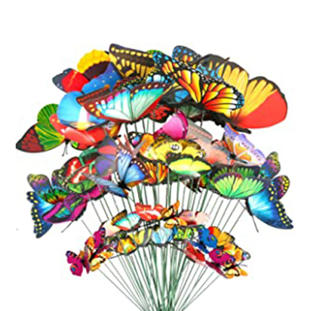 

Decoration Garden Butterflies Yard 100pcs 4cm Art DIY Fairy Decor Garden Decorat Home Lawn Ornament Pot PVC Party