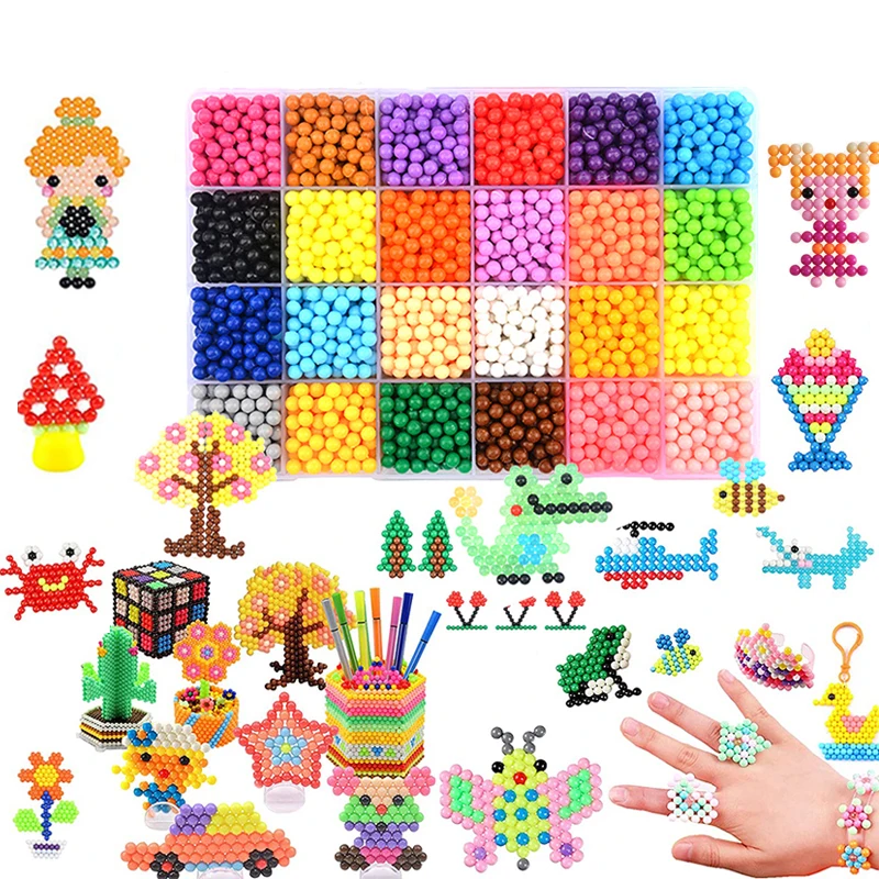12800pcs Montessori 36 Colors Refill Beads Puzzle Crystal DIY Water Spray Beads Set Ball Games Handmade Magic Toys for Kid