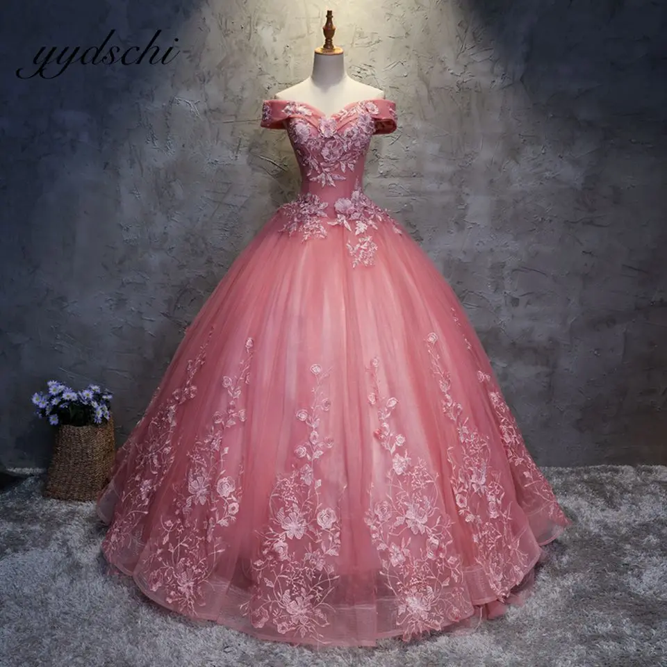 

2022 Sweetheart Off The Shoulder Prom Dresses Tulle Appliques Lace Up Beading Ball Gown For Women Party Gown Robes De Bal