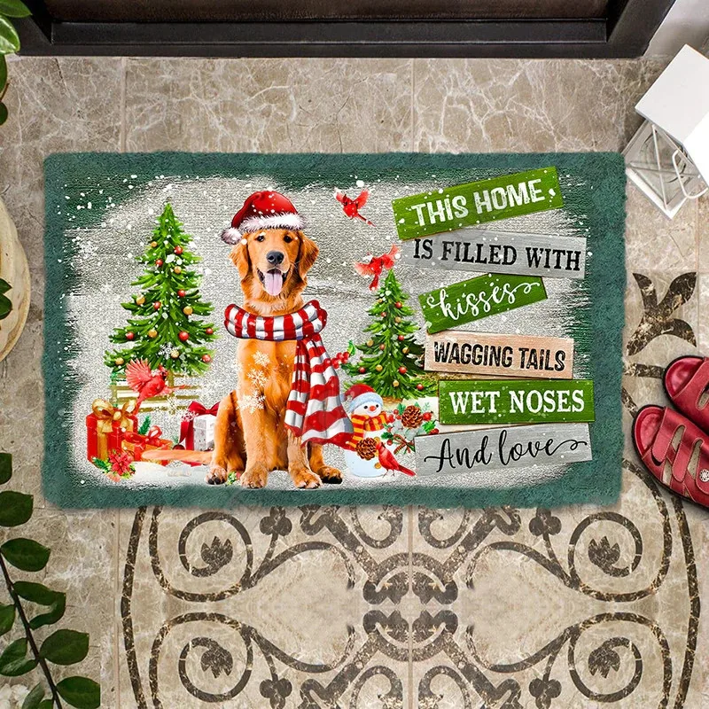 

Этот дом заполнен целуями, золотой ретривер, дверной коврик с 3D принтом, внутренний и наружный дверной коврик, нескользящий стиль-3