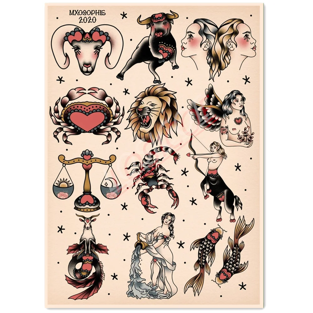 Старая школа традиционные татуировки постеры и принты настенная художественная