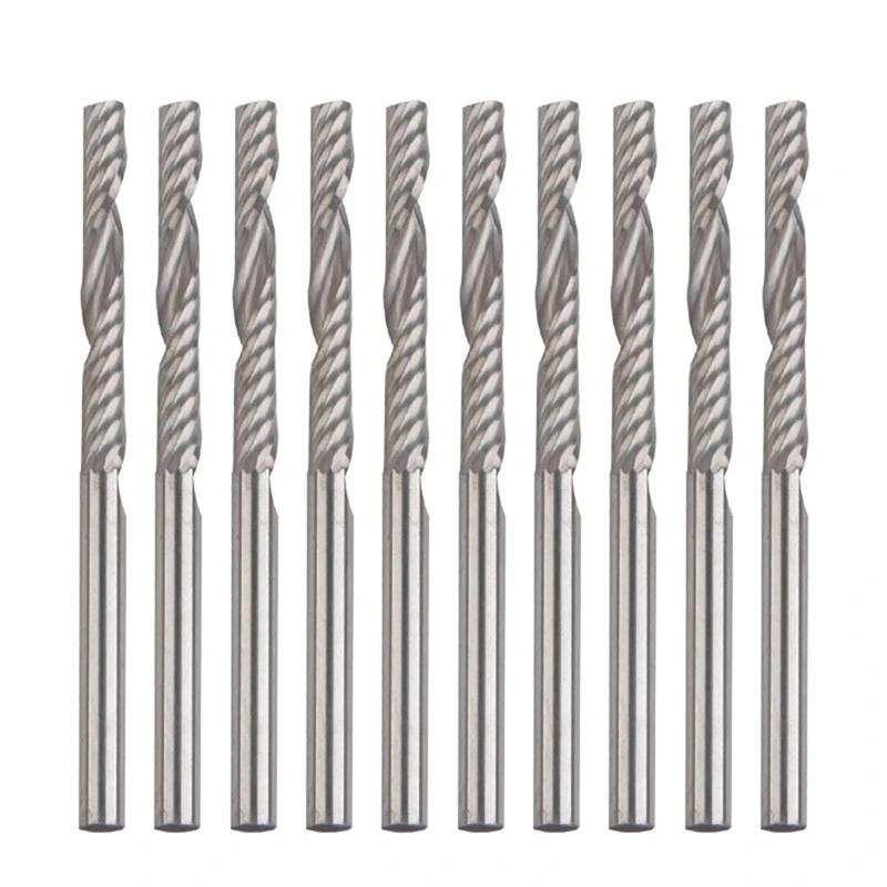 

10Pcs/Set 1/8 Inch 3.175X25mm Shank 1 Flute Carbide Spiral End Mill CNC Router Bit Tool For Acrylic PVC Wood