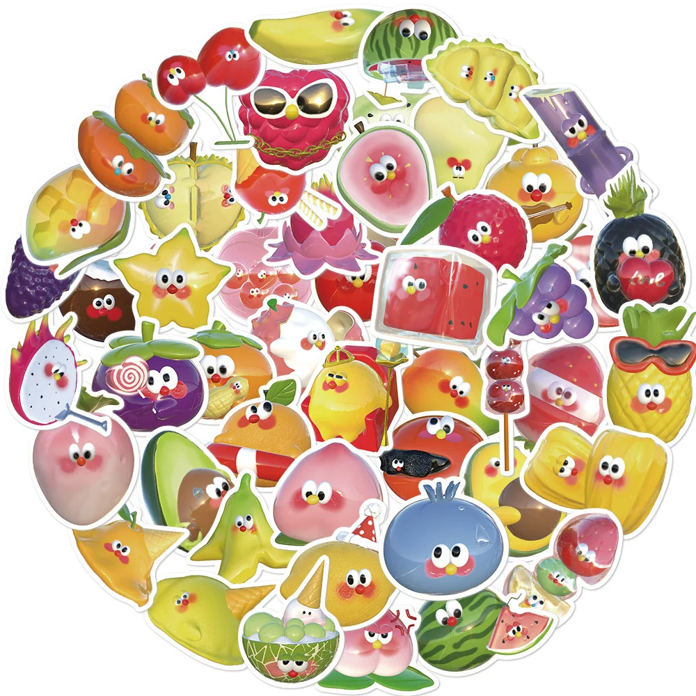 

50pcs Cartoon 3D Fruit Stickers For Suitcase Notebook Stationery Scrapbooking Material Aesthetic DIY Gift Sticker Craft Supplies