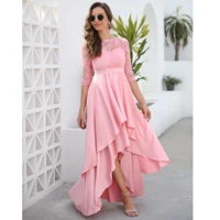 autumn elegant pink wrap chest evening dress sexy womens slim color irregular dresses suitable wedding beach outdoor activities