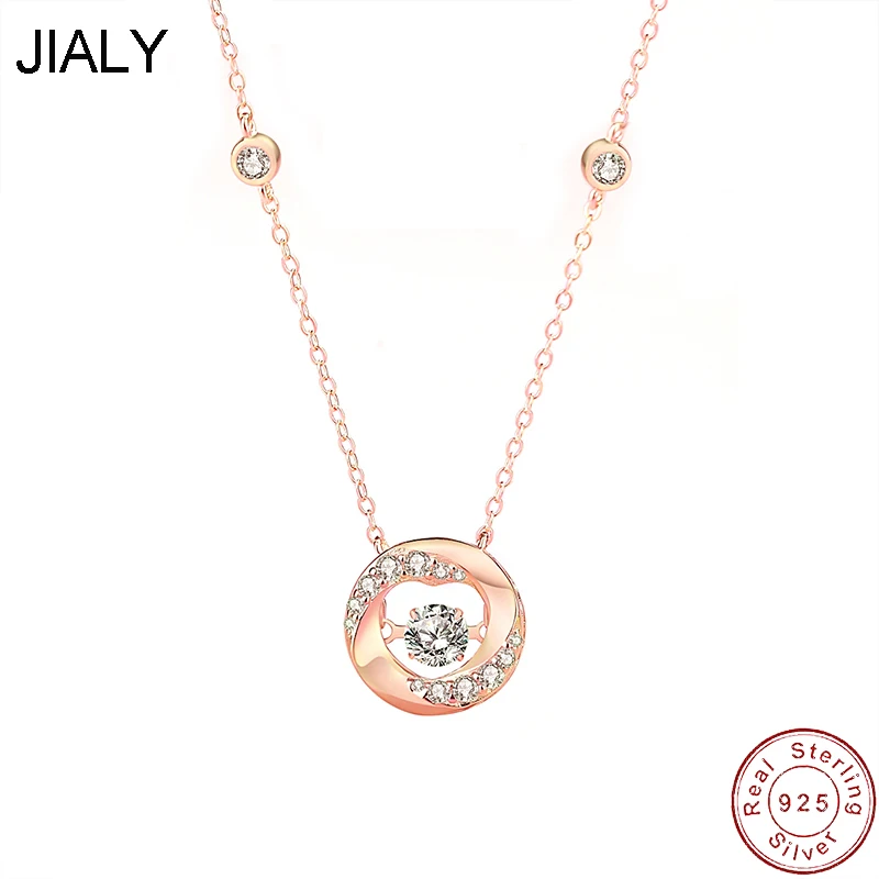 

JIALY AAA CZ Rose Circle S925 Sterling Silver Necklace Clavicle Chain For Women Birthday Party Gift Jewelry