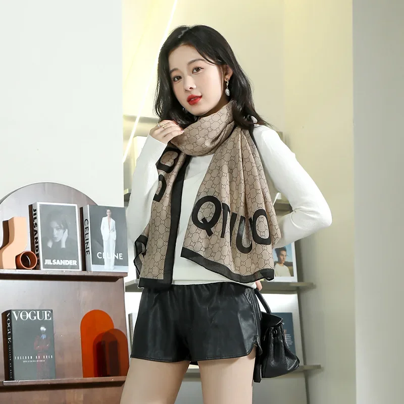 Корейский хлопковый и льняной шарф женские осенние зимние накидки шаль на четыре