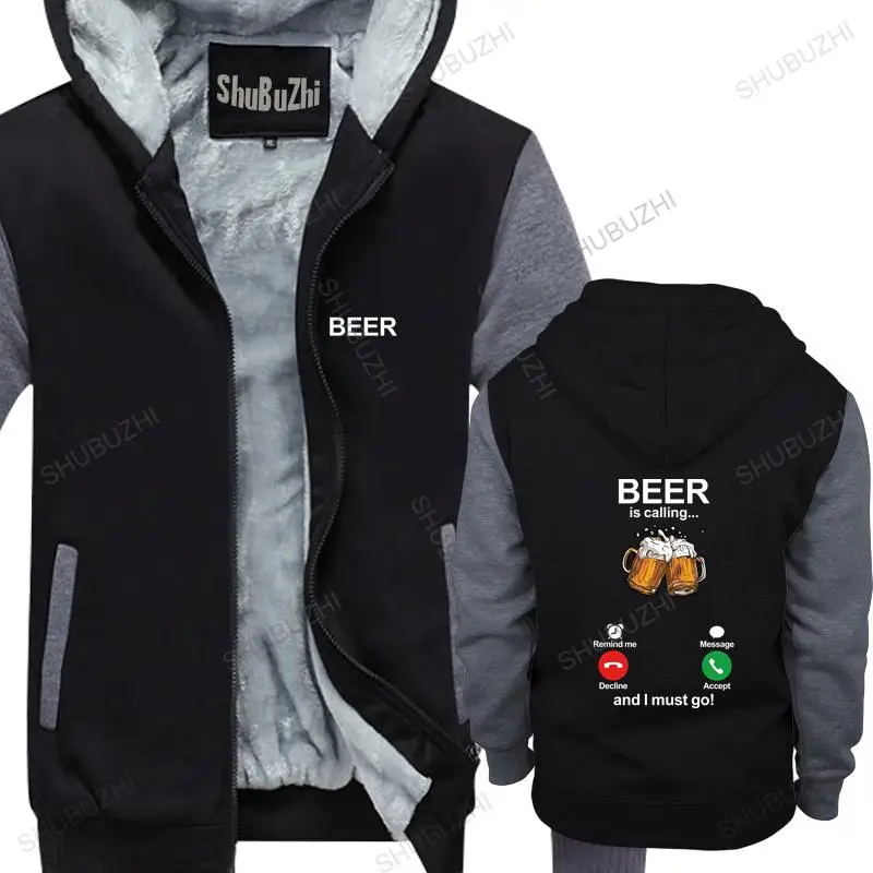 

men winter warm black hoody Beer Is Calling male thick hoodies euro size thick hoody male coat drop shipping